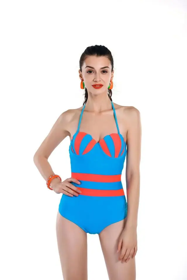 

2017 New Good Quality Swimsuit Women Biquini One Piece Push Up Swimwear SEXY Halter Monokini Lady Trikinis Beach Bathing Suit