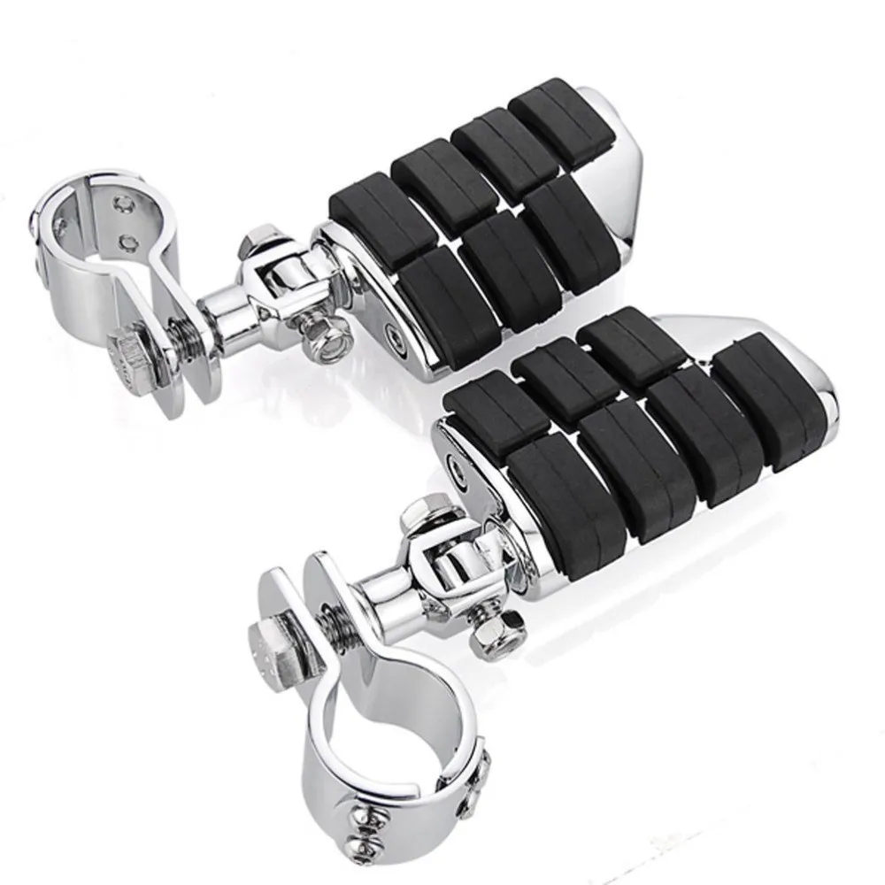Universal Chrome Billet Dually Foot Rest Highway Pegs + 11/4" Mount
