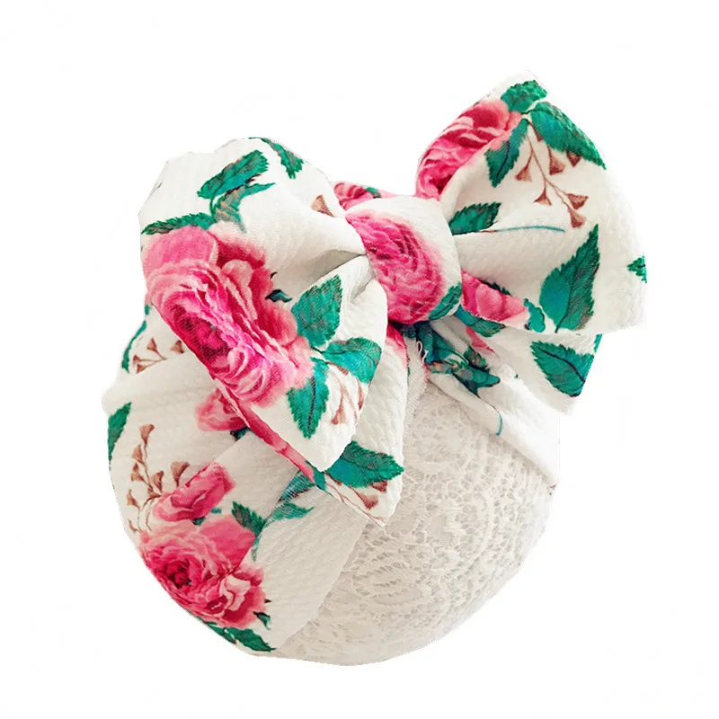 

Fashion Baby hat bullet print fabric kids Beanie Hat Big bow Hats girls Turban hat Soft Caps Gifts