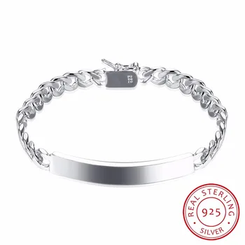 

Lekani Men's Bracelet Fine Jewelry 925 Sterling Silver 8mm Watch Chains 21cm Id Bracelet Bangle Pulseiras Joyas De Plata Female