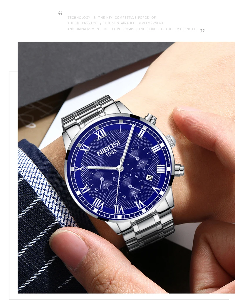 NIBOSImens watches top brand luxury sport watch male watch luxury mens watches top brand luxury leather mens watches blue        (24)