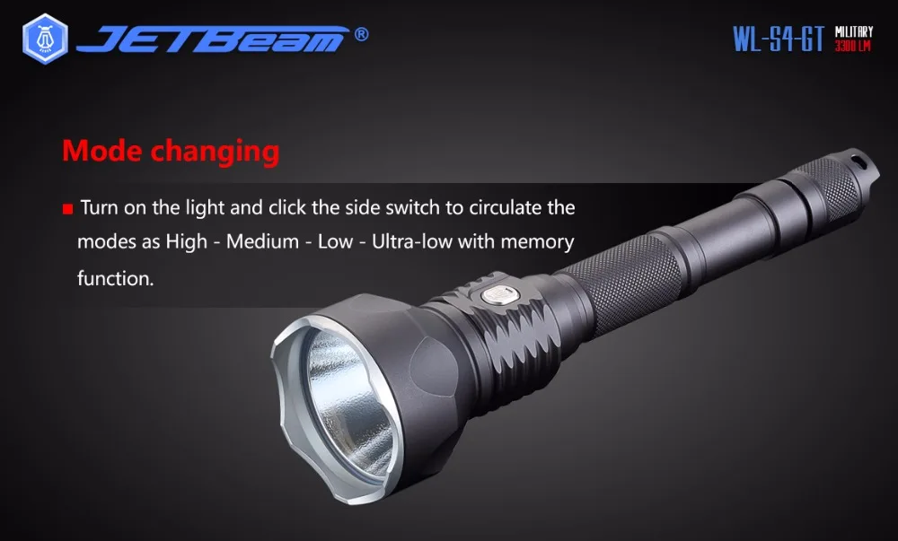 JETBeam wl-s4-gt Охота свет CREE xhp70 LED max.3300 люмен луч расстоянии 400 м тактический фонарик для Спорт на открытом воздухе