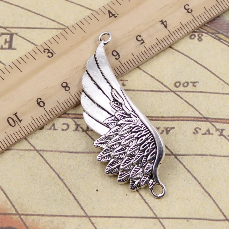 5pcs Charms Angel Wings Connector 60x22mm Tibetan Bronze Silver Color Pendants Antique Jewelry Making DIY Handmade Craft