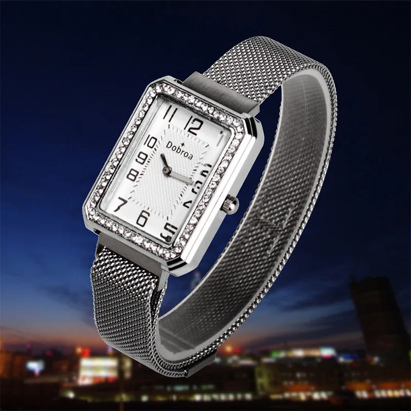 Hot Selling Women Watches Square Dial Ladies Quartz Wristwatch Movement Rhinestone Magnetic Buckle Strap Clock Zegarki Damski50