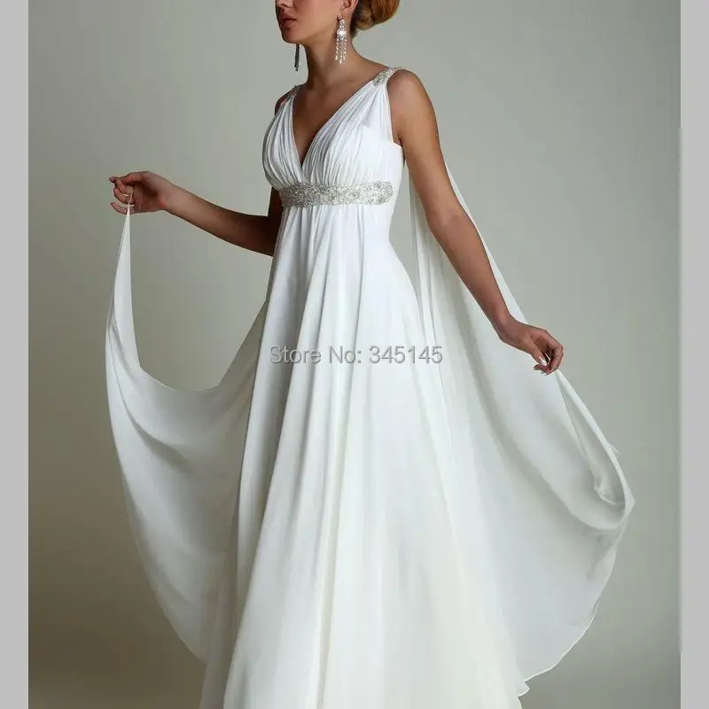 Греческий стиль Свадебные платья с лентой сексуальный v-образный вырез длинные шифоновые пляжные свадебные платья для беременных свадебное платье
