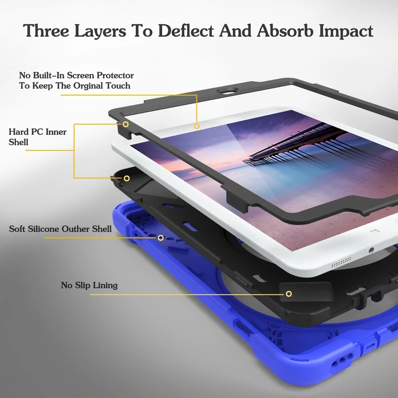 Вращающийся на 360 градусов чехол-подставка для samsung Galaxy Tab S2 9,7 T810 T815 T813 T819C противоударный чехол для планшета с ручкой