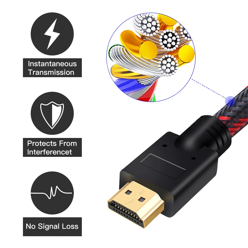 Shuliancable  HDMI-compatible Cable 4K 60Hz  2.0 Cable HDR 1m-5m all support 4K/60Hz for HDTV LCD Laptop XBOX PS3