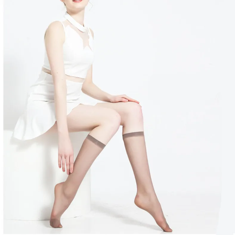 5 Pair/Lot Sexy Temptation Sheer Women Stockings Stay Up Ultrathin Nylon Stockings Summer Female Long Below Knee Stockings