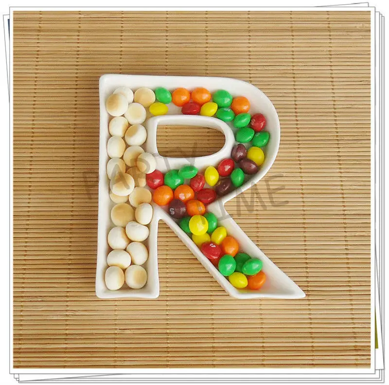 

Personalized Alphabet Plate, R Shape Snack Dish