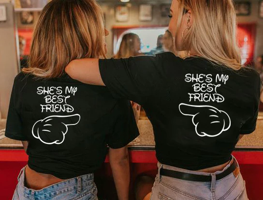 1 шт. Повседневная футболка с надписью My Best Frieds | Женская одежда