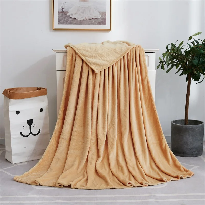

Solid color Coral fleece Blanket bedding super warm soft Flannel blankets throw on Sofa/Bed/ Travel patchwork solid Bedspread