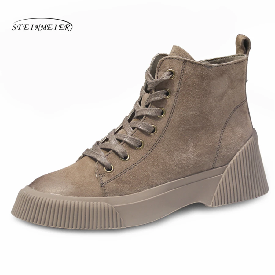 

Women PU winter ankle boots lady shoes Women Boots Buckle Booties 7cm Thick Women boots 2018