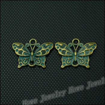 

35 pcs High quality Antique Moldy verdigris Butterfly Pendant floating charm fit Bracelet Necklace jewelry Making