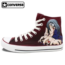 Zapatillas de deporte de Los Hombres Mujeres Conversan Anime Naruto Uchiha Itachi Minato Yondaime Diseño Pintado A Mano Altas Zapatillas de Deporte Superiores Cosplay Regalos