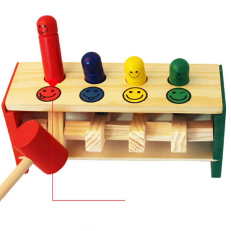 Детские деревянные молотки игрушки+ палочка ящик с молотком для малышей Развивающие головоломки игрушки для детей деревянная игра молоток скамья детские игрушки