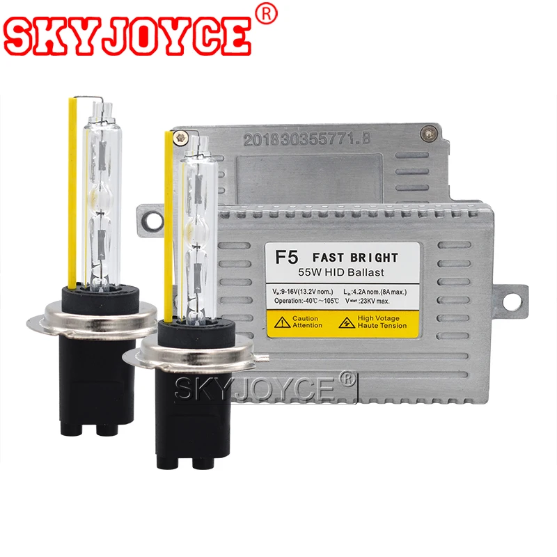 SKYJOYCE Fast Bright F5 55W HID Ballast Kit Xenon HID Bulb 5500K H1 H7 H11 H3 HB3 9012 D2H Car Headlight Bulb 55W Xenon Lamp Kit (3)