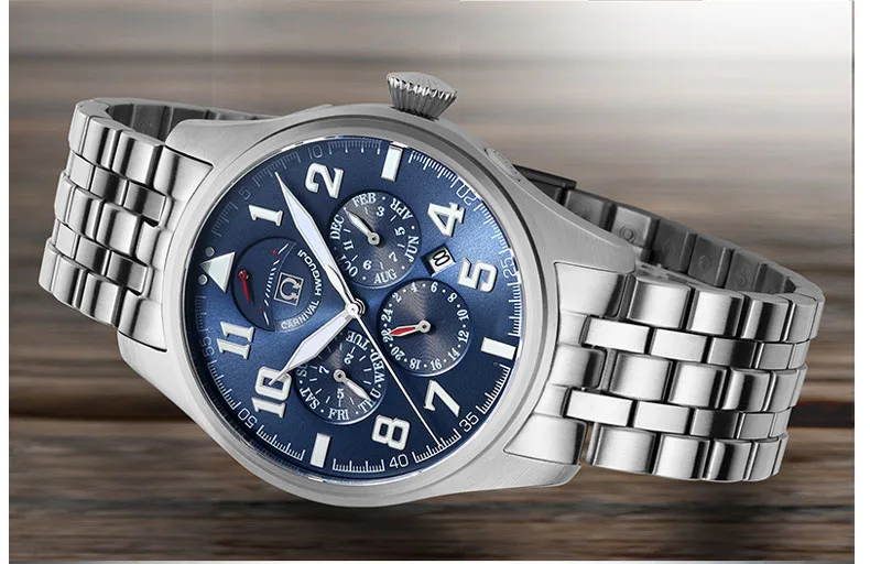 

Luxury Carnival MIYOTA Mechanical Watch Men 3D Dial Energy Display Multi-Function Import Movement Full steel Luminous Clock