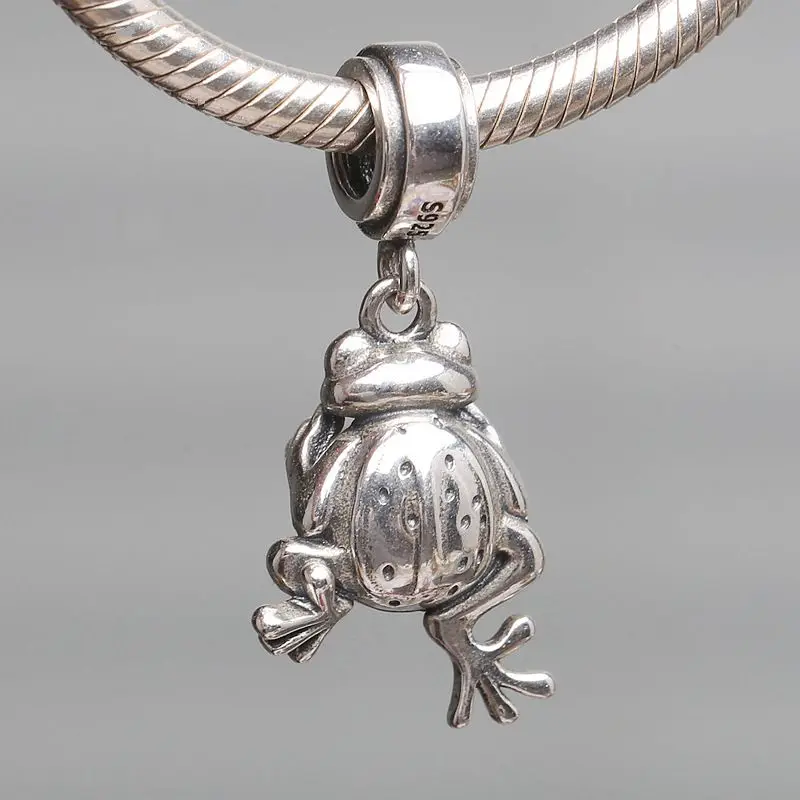 

925 Sterling Silver Pendant Bead Cute Frog Animal Hanging Charm Fit Original Pandora Bracelets Bangles Women DIY Europe Jewelry
