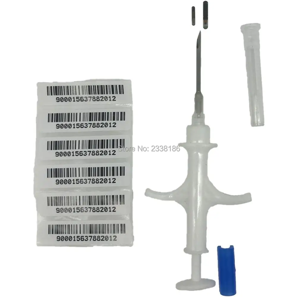 

x20pcs Pet Microchips 1.4*8mm ISO11784/785 FDX-B cat dog,snake syringe for smaller animal Syringe Electronic Label 15 Digit
