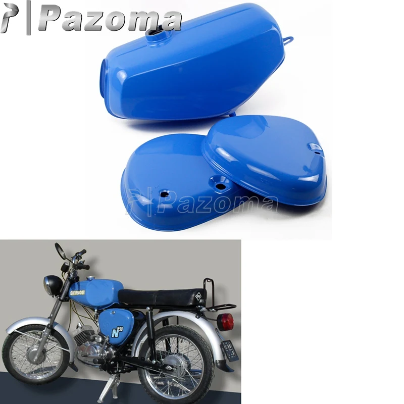 

Pazoma Motorbike Orange Blue Yellow Green Oil Tank Motorcycle Gas Fuel Tank + 2 Side Cover Protector for Simson S50 S51 S70