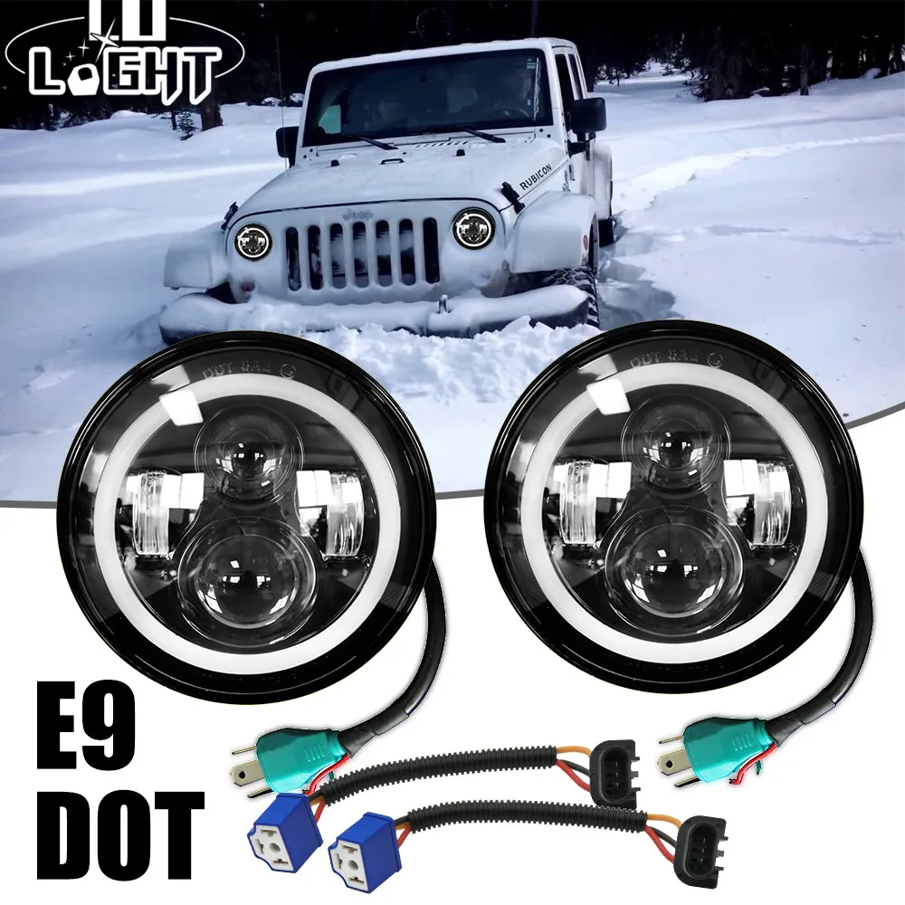 

COLIGHT 7" LED Headlight 50W 30W Led 12V 24V Hi/Low Anglel Eye for Hummer Toyota Jeep Wrangler Lada Harley Car styling Auto DRL