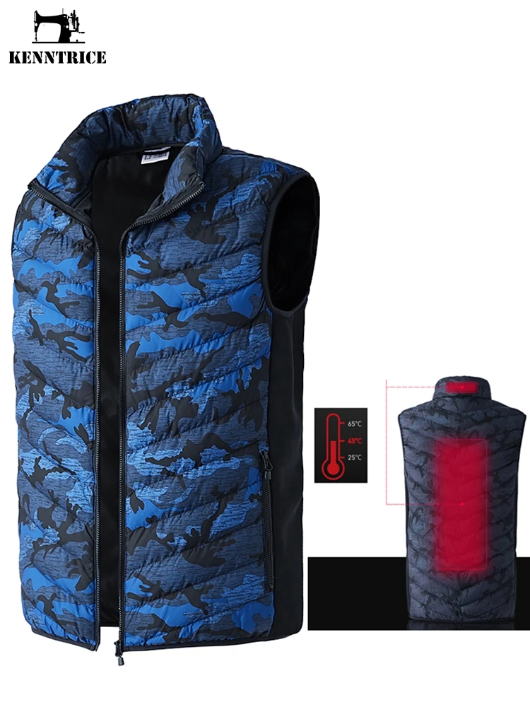 

KENNTRICE mens heated vest jacket camouflage and black smart intelligent waistcoat usb heating sleeveless winter jacket men