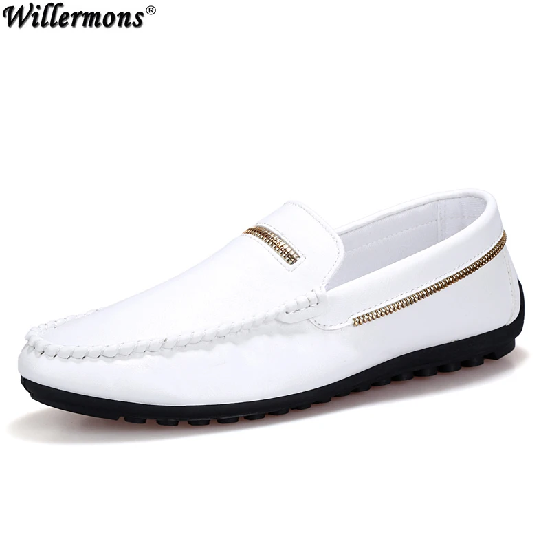 White Mens Casual Flats Slip on Loafers Driving Shoes Men's Office ...