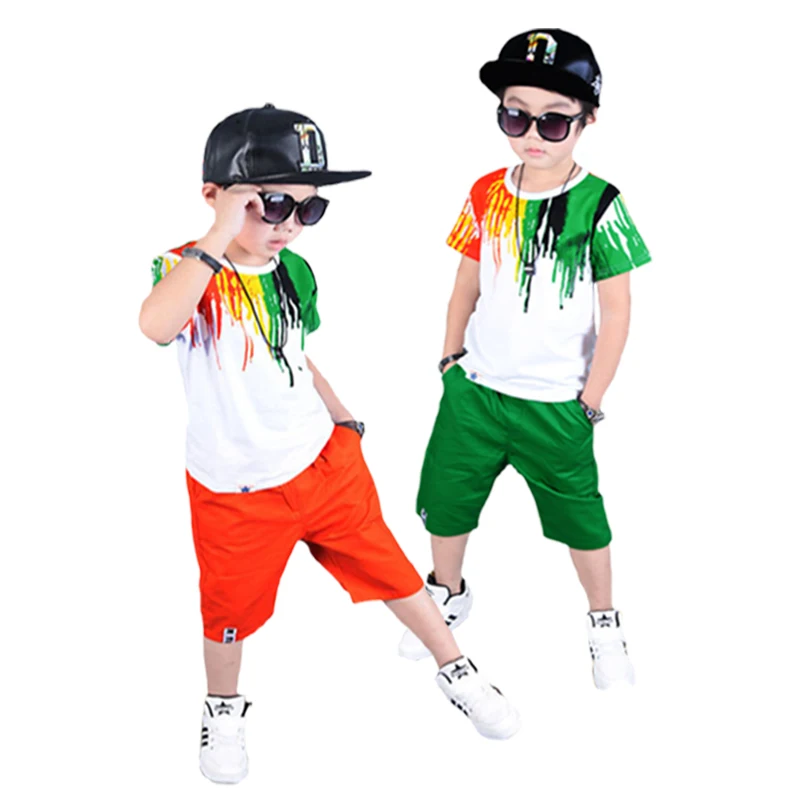 Одежда для мальчиков летняя футболка с короткими рукавами и принтом укороченные брюки модный спортивный комплект из 2 предметов, качественная одежда для детей 3-10 лет