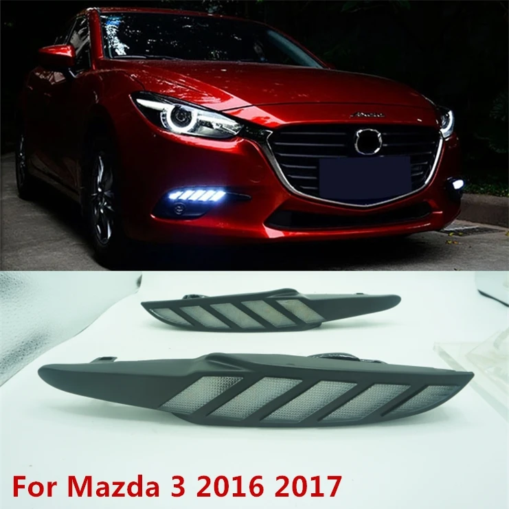 Движущегося сигнала! Для Mazda 3 Mazda3 Axela 2017 LED DRL дневного света Daylights Желтый Сигнальная лампа автомобиль-Стайлинг огни