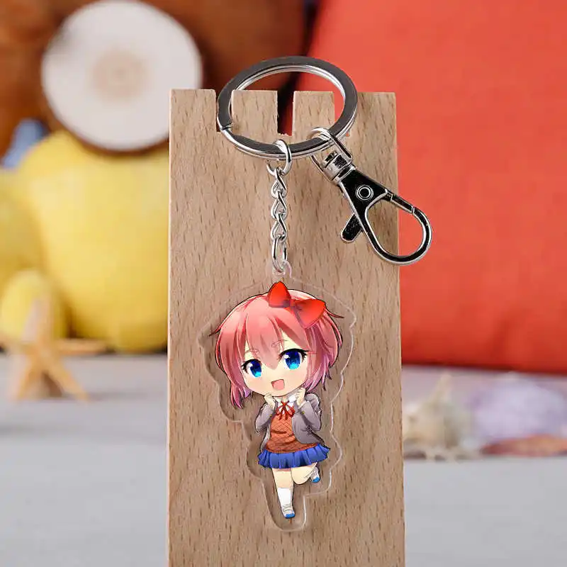 Игра Doki Литературный клуб косплей реквизит Sayori Yuri Natsuki Monika брелок аксессуары акриловое кольцо для ключей