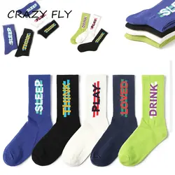 Магазин Crazy Fly Новый Для женщин Письмо Patterend голеностопные носки мужские Happy хлопковые носки Hipster Skatebord забавные носочки Meias осень-зима 2019
