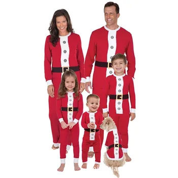 

Family Look Christmas Pajamas Santa Claus Costume Mother and Daughter Clothes Family Matching Christmas Pyjamas Clothing Red