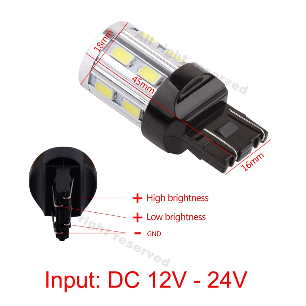 2 шт. T20 7443 светодиодный светильник 12 SMD 5730 W21/5 Вт 5 Вт автомобильная лампа обратный светильник стоп-сигнал поворота светильник s Источник Парковка Авто белый