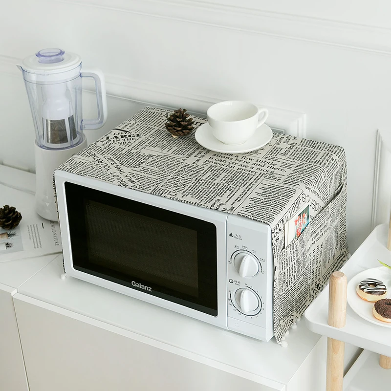

Simanfei Linen Simple And Stylish Microwave Oven Cover Dust Proof Cover Oven Cover With Storage Bag On Both Sides
