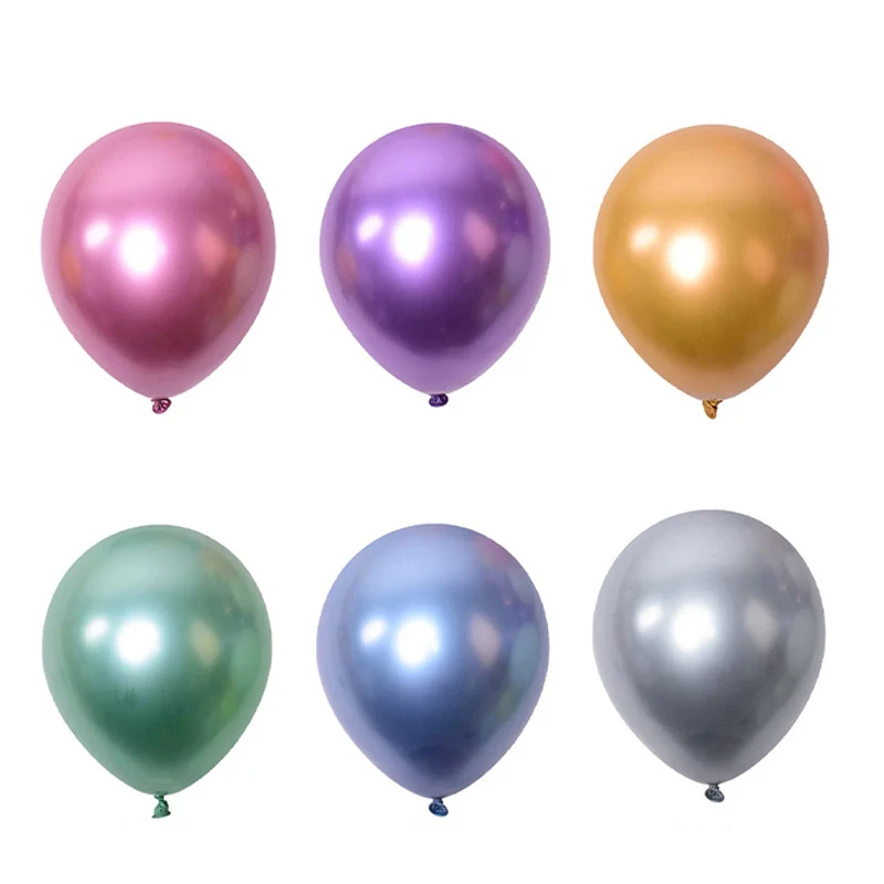 50pcs 12inch New Chrome Metallic Latex Balloons Thick Metallic Globos Inflatable Air Balloon Birthday Party Decoration Ballons