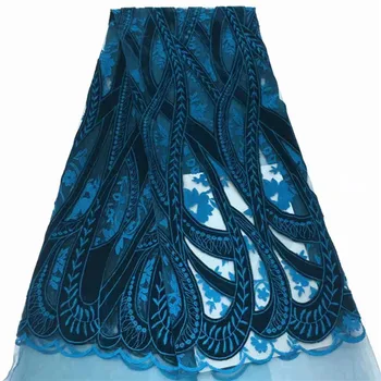

High Quality African Lace Fabric Velvet French Net Embroidery Tulle Lace Fabric For Nigerian party dress