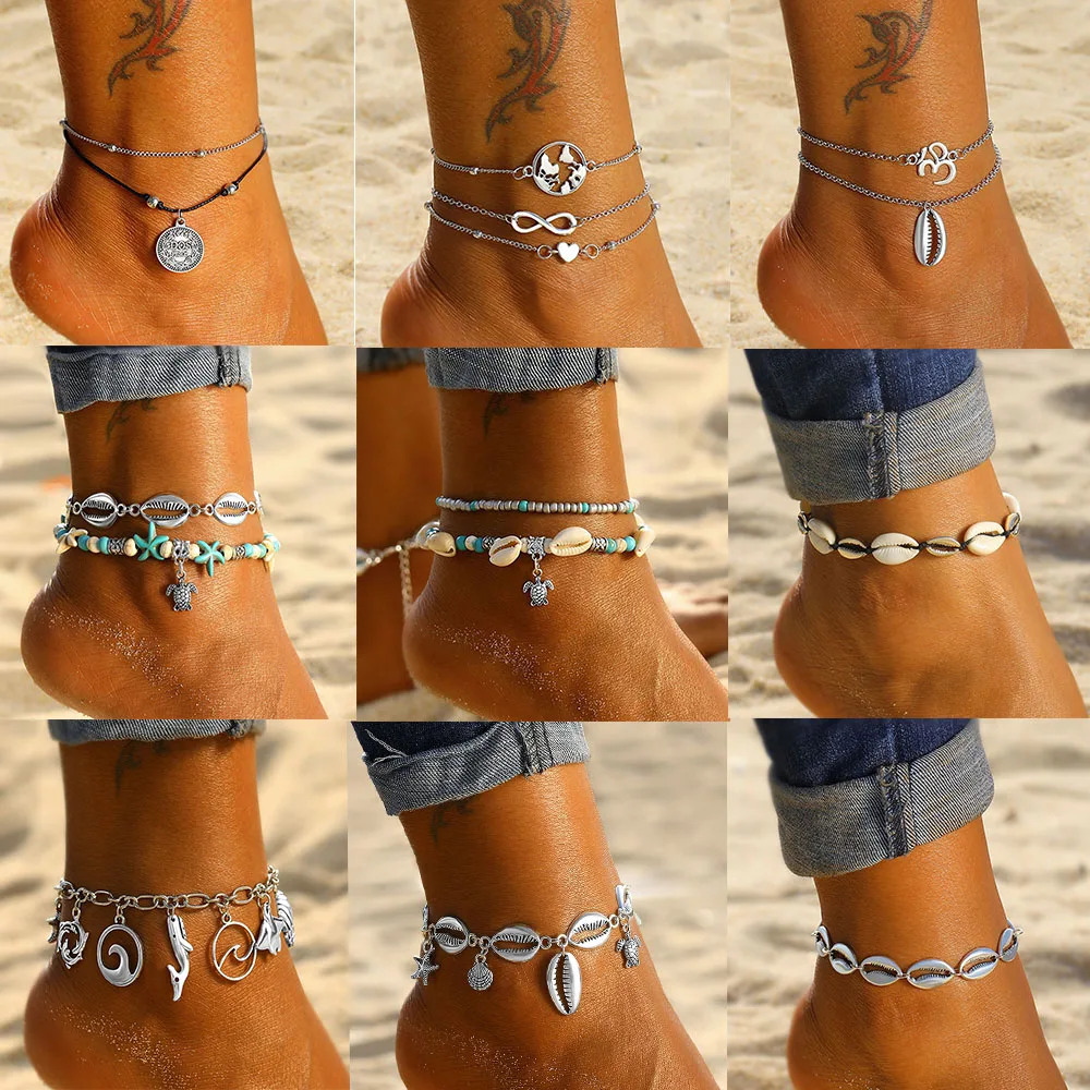 IPARAM Bohemian Vintage Shell Turtle Anklet for Women Multi-Layer Beach Summer Anklet Jewelry Bracelet Foot Jewelry IPARAM Bohemian Vintage Shell Turtle Anklet for Women Multi-Layer Beach Summer Anklet Jewelry Bracelet Foot Jewelry