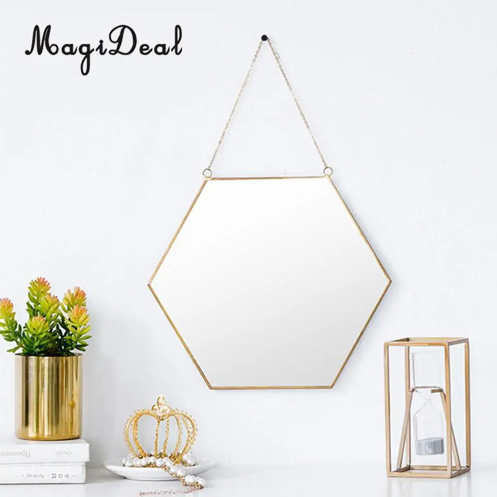 MagiDeal Wrough Iron Golden Frame Mirror Vanity Make Up Mirror Wall Mirror for Bathroom Entryways Washrooms Living Rooms