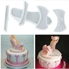 9 pçs/set Senhoras De Salto Alto Sapato De Plástico Fondant Cortador De Imprensa Molde Do Bolo Para O Bolo Decoração Ferramentas Embossing Morre E512