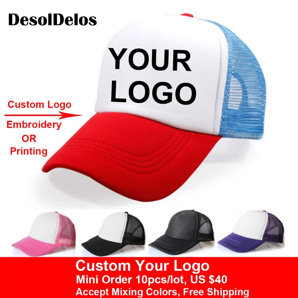 

2019 Hot Unisex Hip-Hop Baseball Caps Adjustable Trucker Mesh Blank Curved Visor Hat Hats Logo Custom Made 10pcs/lot
