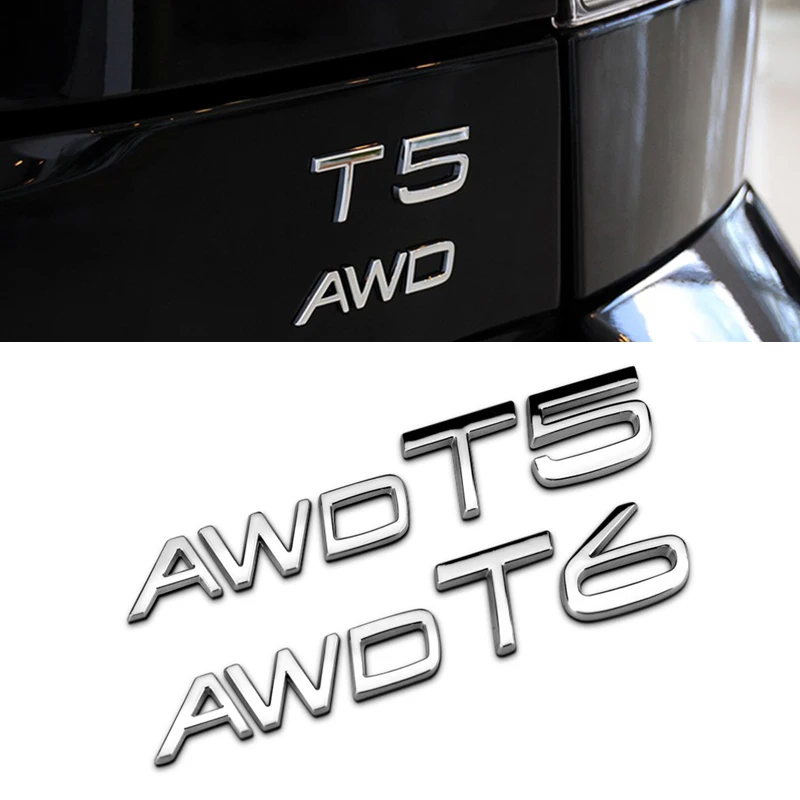 Для Volvo T5 T6 AWD задний Стикеры для XC90 XC60 XC70 V60 S60 S80 V70 V40 V50 S90 хром 3D эмблема автомобиля