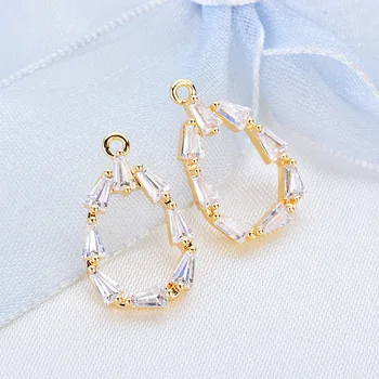 

(200) 4PCS 10x16MM 24K Gold Color Brass with Zircon Water Droped Pendants Charms High Quality Diy Jewelry Findings Accessories