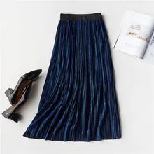 Женские плиссированные юбки Корейская летняя Новинка Harajuku юбка Женская Повседневная модная Милая блестящая длинная юбка для девочек русская Украина горячая распродажа