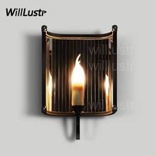 Willlustr vintage iron wall sconce wall lamp mirror reflected lighting fixture bedside light loft stock cellar basement shop bar