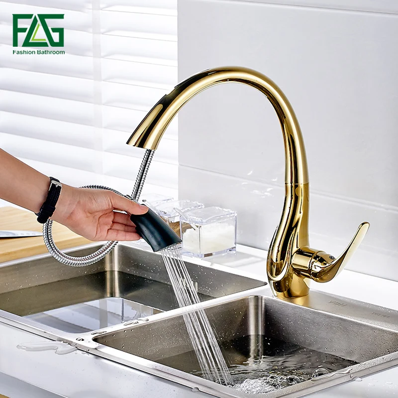 Free Shipping Pull Out Gold Kitchen Faucets, Hot and Cold Vegetables Basin Rotating Taps All Copper Kitchen Sink Mixer Faucet Free Shipping Pull Out Gold Kitchen Faucets, Hot and Cold Vegetables Basin Rotating Taps All Copper Kitchen Sink Mixer Faucet