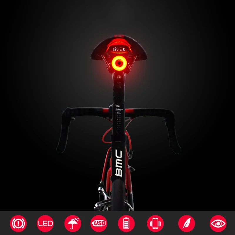 XLITE100 велосипедный Водонепроницаемый светодиодный светильник-вспышка для велосипеда, задний светильник для велосипеда, автоматический запуск/стоп-сигнал, датчик IPx6, зарядка, велосипедный задний светильник