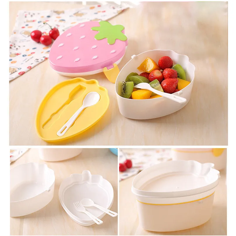 Cute Cartoon Strawberry Lunch Box Food Container Storage Box Portable Kids Student Lunch Box Bento Box Container new #25j16 (5)