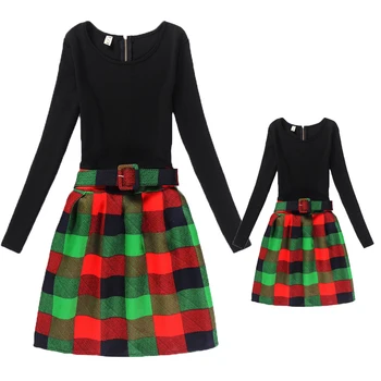 

2019 Autumn Mother and Daughter Dress Teenage Girl Clothing Long Sleeve Family Look Outfits Spring Autumn Teenagers Print Dress