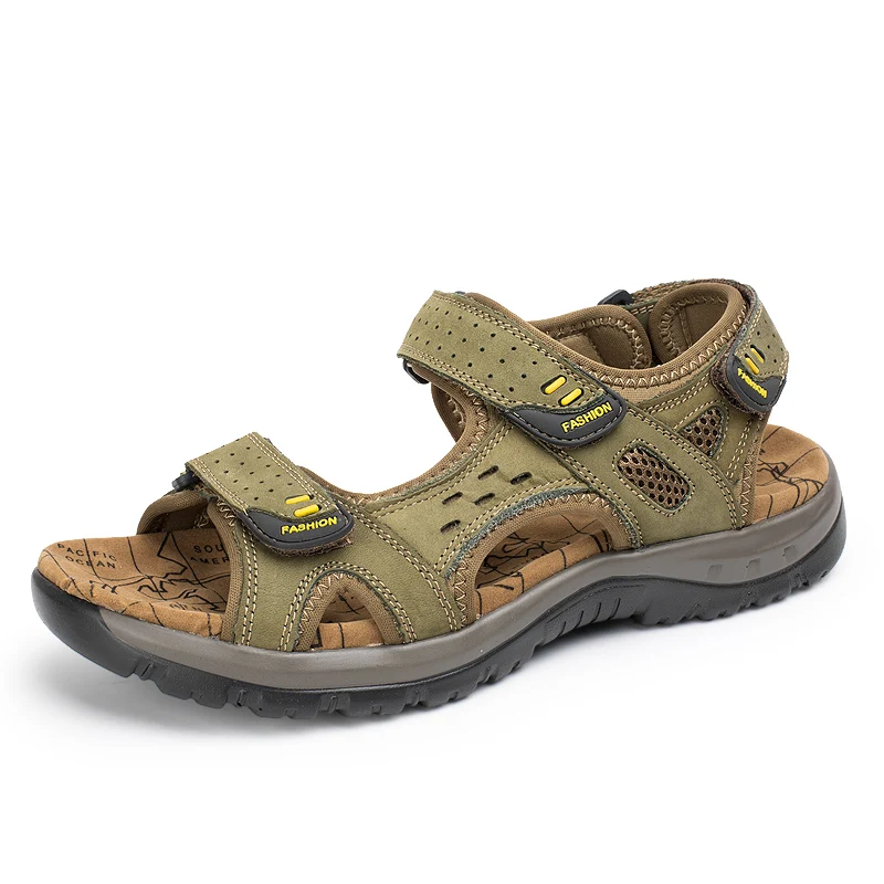 Do De Exército Quente O Marrom Couro Grande Homens verde Praia Nova Tamanho Sapatos Venda Dos 45 Sandálias chocolate 38 Verão Alta Qualidade Moda Da Lazer Metros 2018 4wqdnnaEv