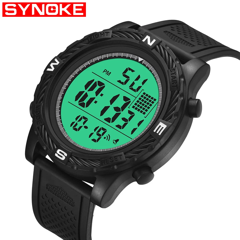 

SYNOKE Adult Sports Watch Large Screen Back Light Alarm Clock Electronic Watch Fashion Multifunction Shock-proof Timing Digital